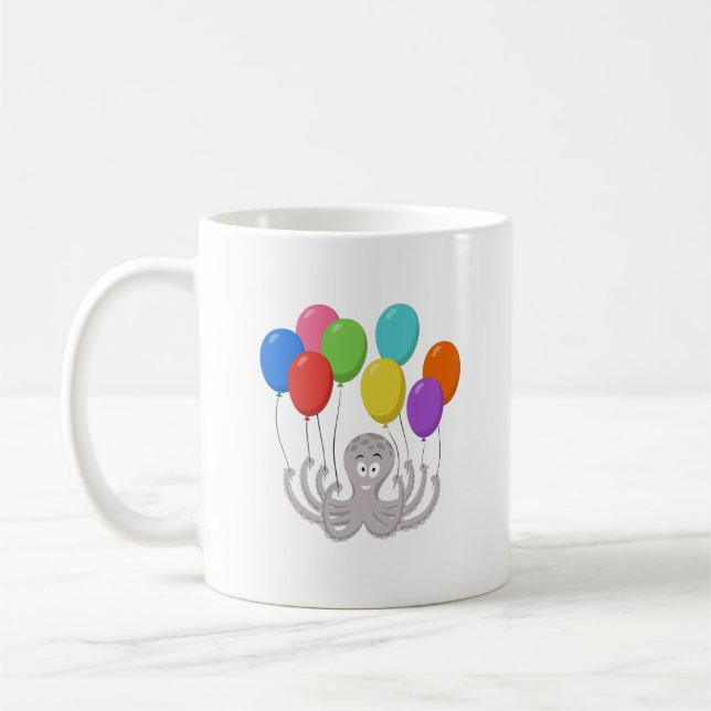 Taza De Café Personalizado Octopus Colorful Balloons Niños (Izquierda)