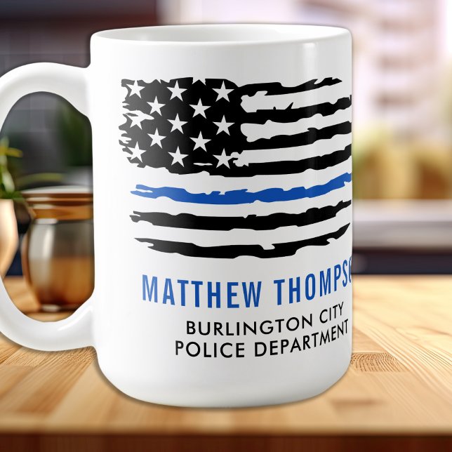 Taza De Café Personalizado Oficial de Policía Bandera Estadouni (Subido por el creador)