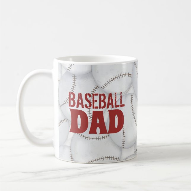 Taza De Café Personalizado Papá El Béisbol Personalizado (Izquierda)