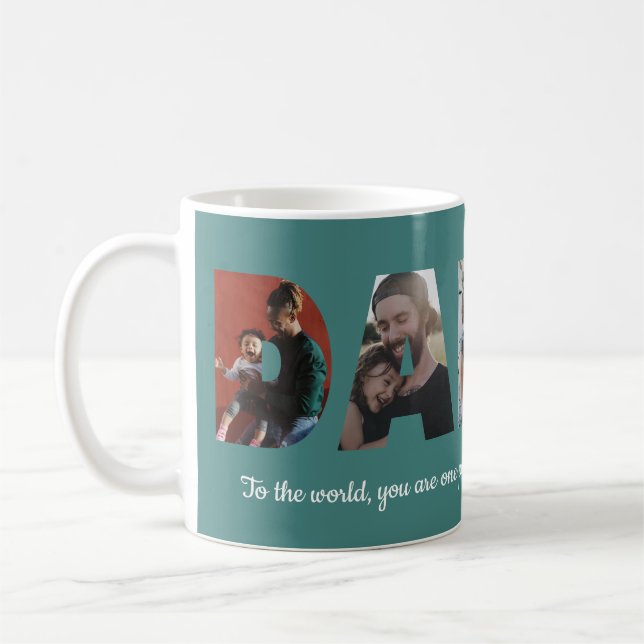 Taza De Café Personalizado Papi 5 Día del Padre Verde Collage d (Izquierda)