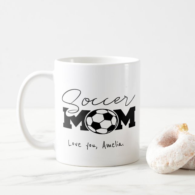 Taza De Café Personalizado para cada orgullosa madre futbolera (Con donut)