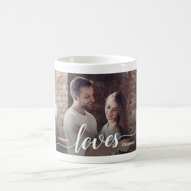 Taza De Café Personalizado Parejas Foto guión de amor (Centro)