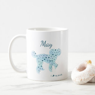 Taza De Café Personalizado Pastel Blue Poodle Silhouette Mug