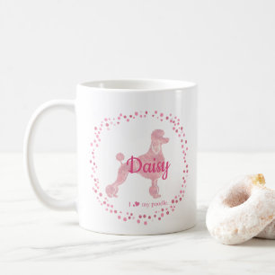 Taza De Café Personalizado Pastel Pink Poodle Silhouette mug