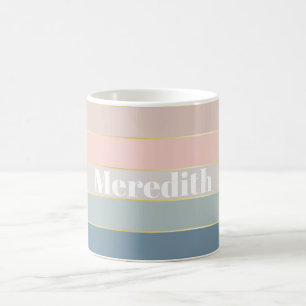 Taza De Café Personalizado Pastell de oro Bandas de color de ve