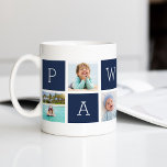 Taza De Café Personalizado Pawpaw Abuelo Collage de fotos<br><div class="desc">Crea un dulce bigote para un querido abuelo este Día del Padre o Día de los Abuelos con este sencillo diseño que incluye seis de tus fotos favoritas de Instagram, arregladas en un diseño de collage con cuadrados alternados en azul marino, con "Pawpaw". Personaliza con fotos favoritas de sus nietos...</div>