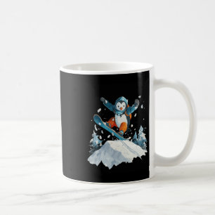 Taza De Café Personalizado Penguin Snowboard Adventure Winter