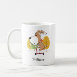Taza De Café Personalizado Perro Cute Cachorro Kick Scooter Oto