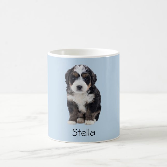 Taza De Café Personalizado Perro Foto Mug - Polvo azul con nomb (Centro)