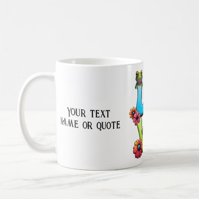 Taza De Café Personalizado personalizado de Frog Hippie Boho Pe (Izquierda)