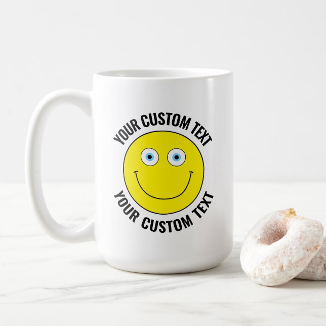 Taza De Café Personalizado Personalizado Face Feliz Ojos Azules (Con donut)