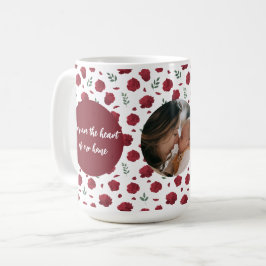 Taza De Café Personalizado Photo Mug con flores rojas | Día de 
