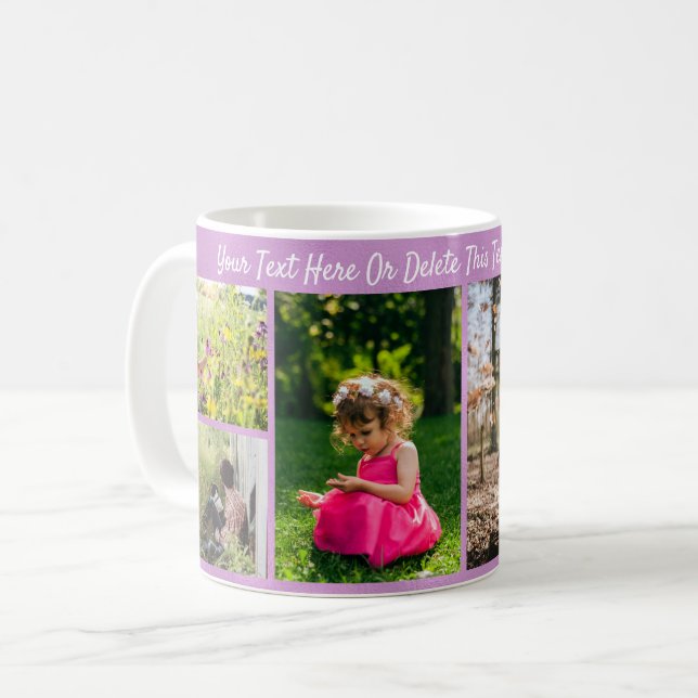 Taza De Café Personalizado Pics Text/ Bonito Faux Purple Reliev (Anverso izquierdo)