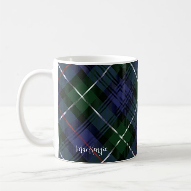 Taza De Café Personalizado Plaid Purple Green Classic MacKenzie (Izquierda)