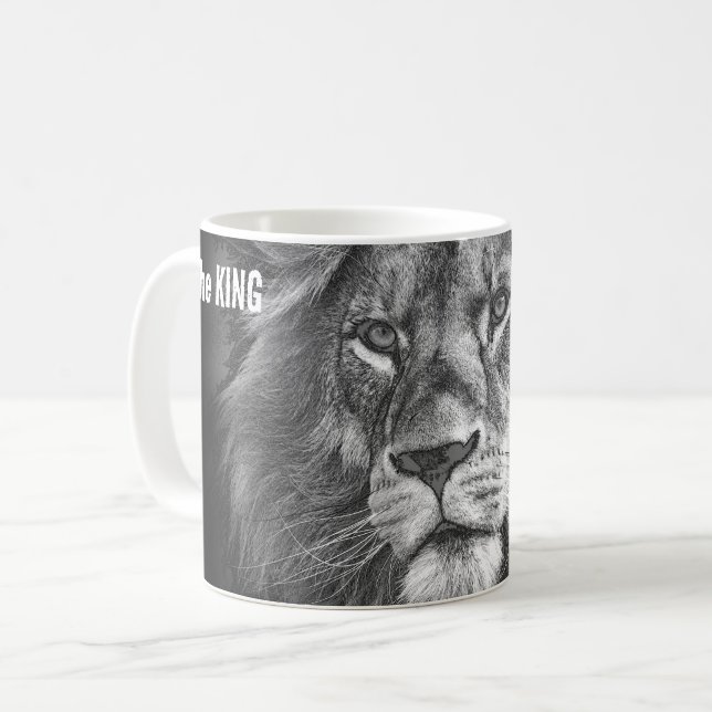 Taza De Café Personalizado Pop Art Design Animales León Enfrent (Anverso izquierdo)