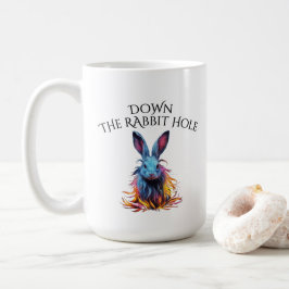 Taza De Café Personalizado por el conejo azul del agujero de co