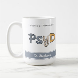 Taza De Café Personalizado PsyD Médica de Psicóloga