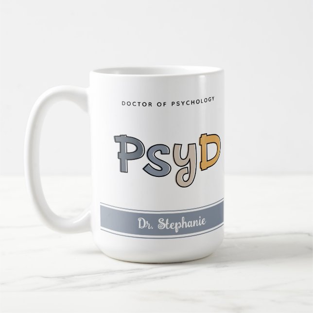Taza De Café Personalizado PsyD Médica de Psicóloga (Izquierda)