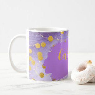 Taza De Café Personalizado Purple Marcado Floral