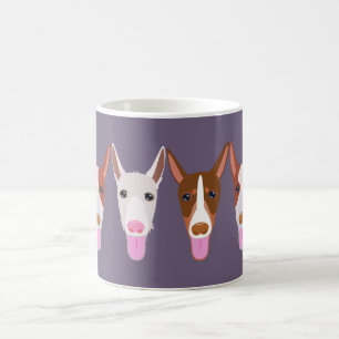 Taza De Café Personalizado púrpura Caras de perro podenco