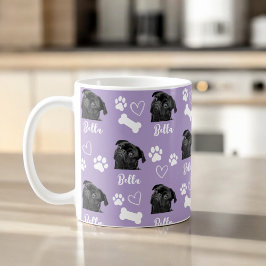 Taza De Café Personalizado púrpura Paw Papel de amor Imprimir P