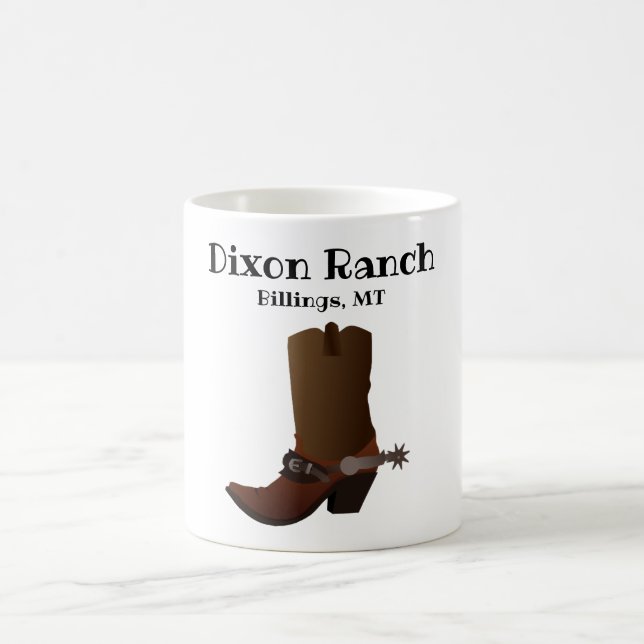 Taza De Café Personalizado Ranch City State Cowboy Boot Coffee  (Centro)