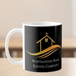 Taza De Café Personalizado Real Estate Company Moda Black Gold