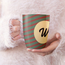 Personalizado retro de rayas rojas y verdes Monogr