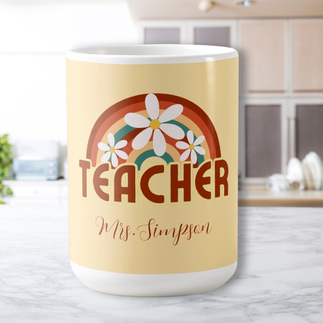 Taza De Café Personalizado Retro Maestra Mug con nombre (Subido por el creador)