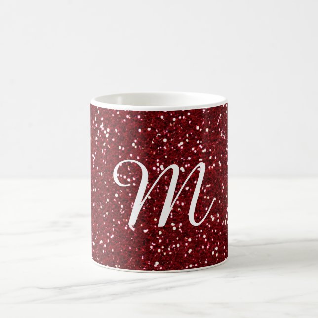 Taza De Café Personalizado rojo del purpurina de Borgoña con (Centro)