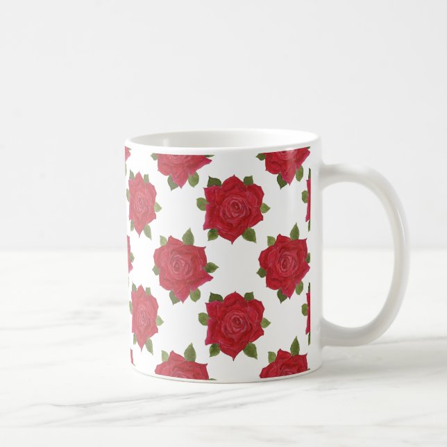 Taza De Café Personalizado Romántico Roses Roses Rojos Café Mug (Derecha)