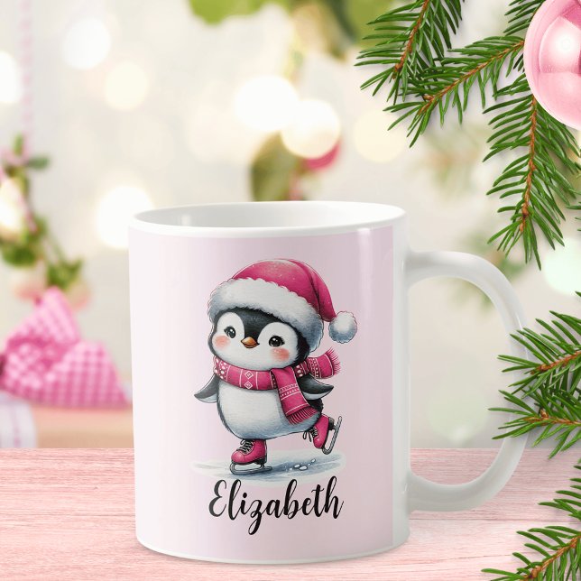 Taza De Café Personalizado Rosa Cute Navidades del Pingüino de  (Subido por el creador)