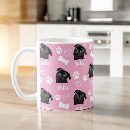 Taza De Café Personalizado rosado Love Paw Print Dog Lover Masc