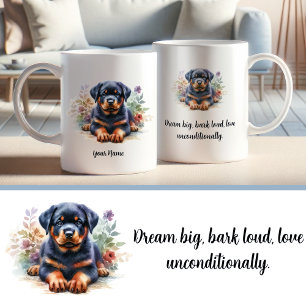 Taza De Café Personalizado Rottweiler Mug con cita Inspiradora