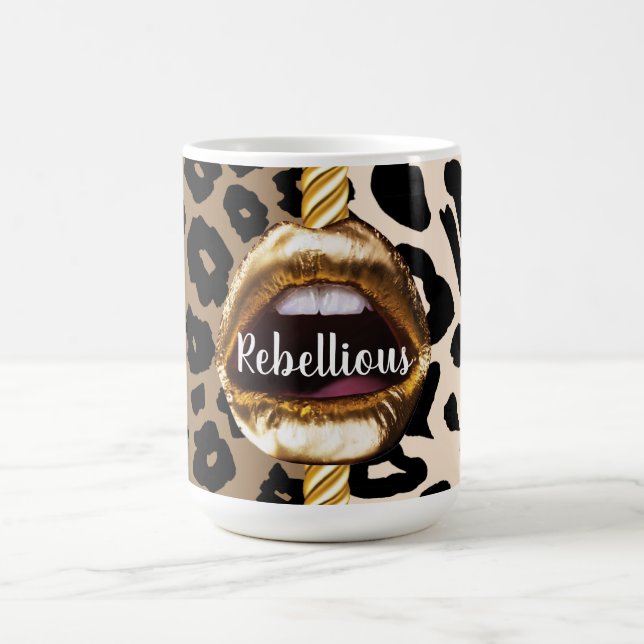 Taza De Café Personalizado salvaje Oro labios Regalo Decoración (Centro)
