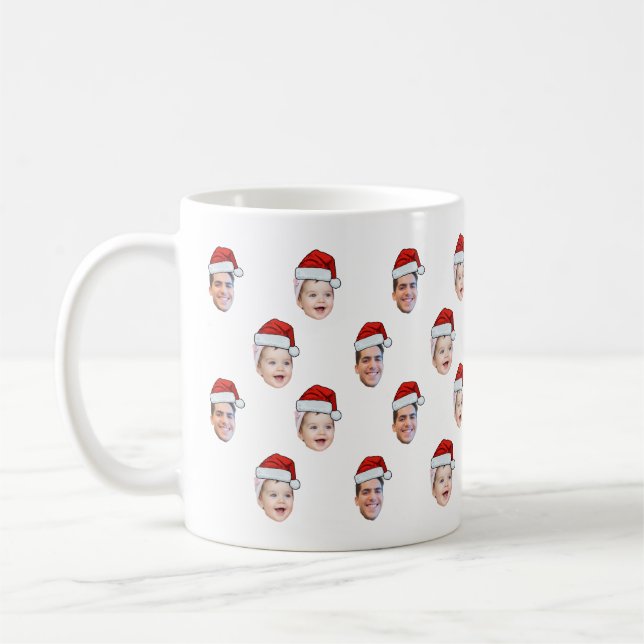 Taza De Café Personalizado Santa Hat Face Navidades regalo 2 fo (Izquierda)