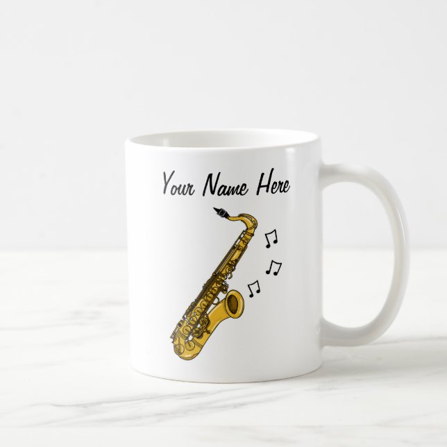 Taza De Café Personalizado saxofón Mug regalo de músico saxofon (Derecha)