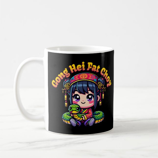 Taza De Café Personalizado Serpiente y Chica de Año Nuevo chino (Izquierda)