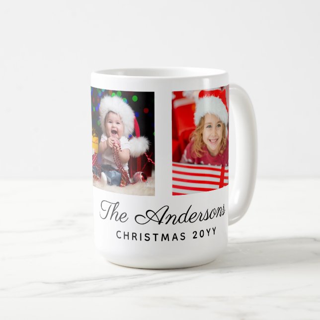 Taza De Café Personalizado simple Tres Navidades de fotos (Anverso derecho)