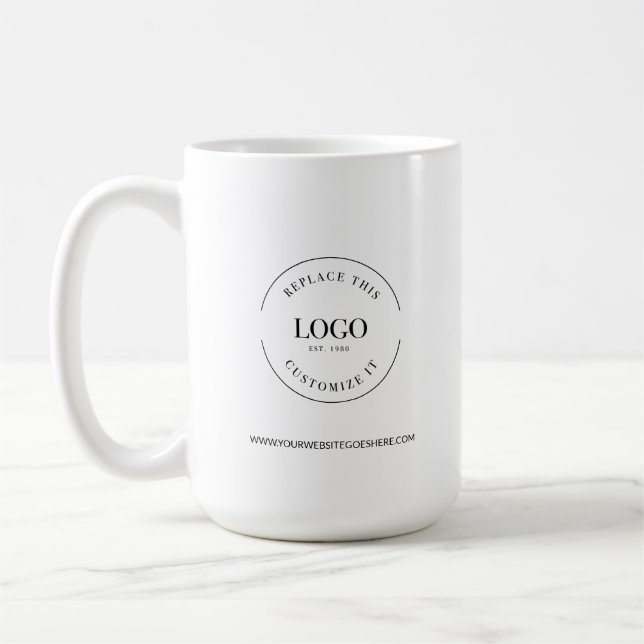 Taza De Café Personalizado Sitio web del logo comercial sin mín (Izquierda)