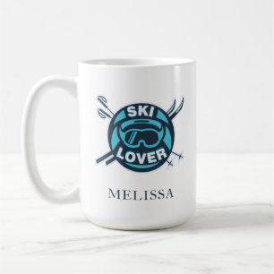 Taza De Café Personalizado Ski Lover Snow Sports Name