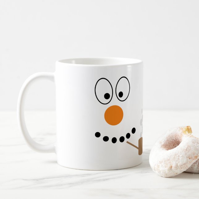 Taza De Café Personalizado Snowman Face Navidades (Con donut)