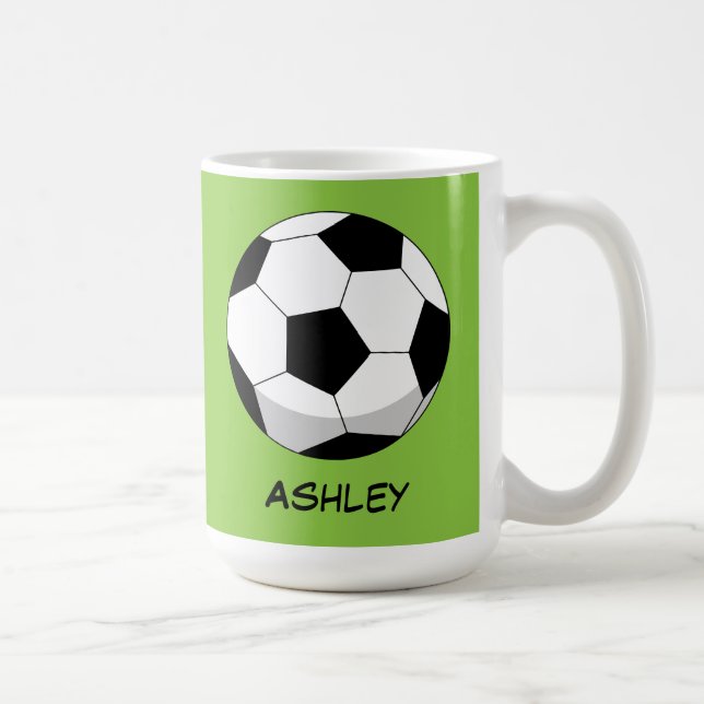 Taza De Café Personalizado Soccer Ball | Añadir su nombre (Derecha)