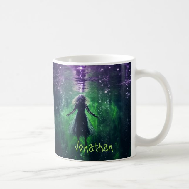 Taza De Café Personalizado Sombrío Horror De Bruja Morado Verde (Derecha)