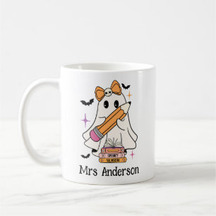 Taza De Café Personalizado "Spooky Teacher Club" Fantasma de Ha