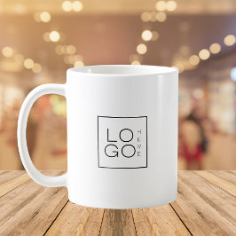 Taza De Café Personalizado Square Business Logo Blanco Minimali