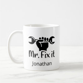Taza De Café Personalizado Sr. Fix It Wrench Hand