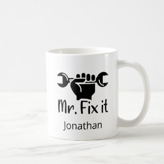 Taza De Café Personalizado Sr. Fix It Wrench Hand