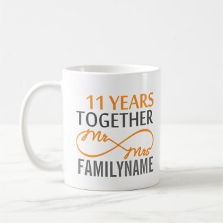 Taza De Café Personalizado Sr. y Sra. 11º aniversario