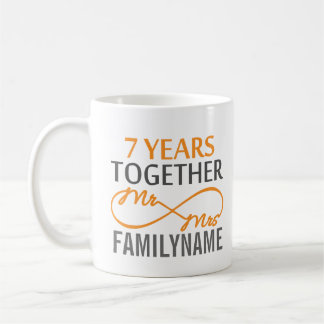 Taza De Café Personalizado Sr. y Sra. 7º Aniversario